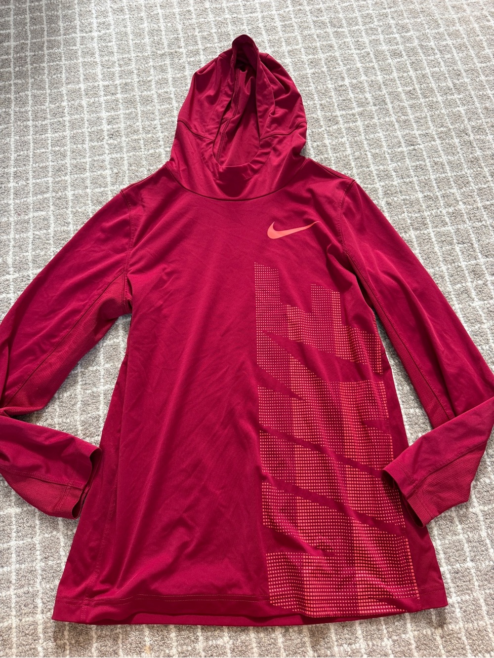 Nike boys Red Dri-FIT Hooded Long Sleeve Top